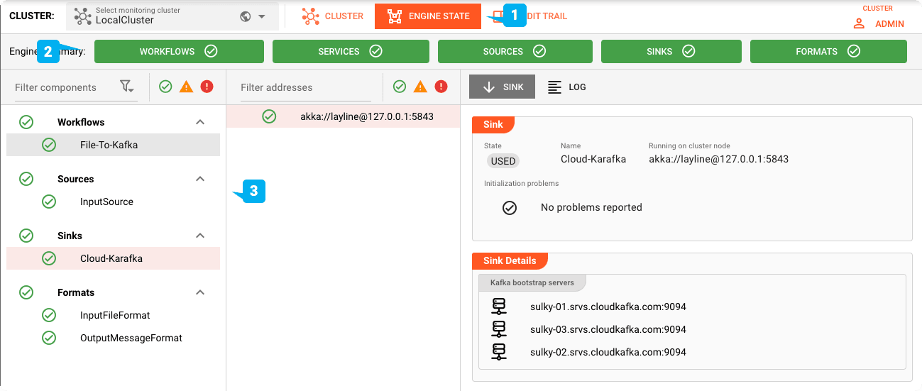 Statut de l'Engine avec déploiement activé