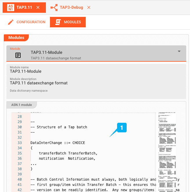 Einfügen der ASN.1 Grammatik in layline.io