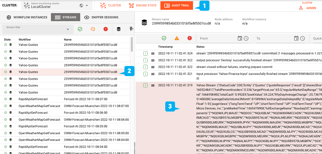 Viendo el resultado en Audit Trail