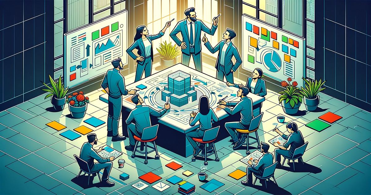 Un team di ingegneri che festeggia insieme attorno a una pipeline di dati unificata e luminosa, dando il cinque e indicando con entusiasmo