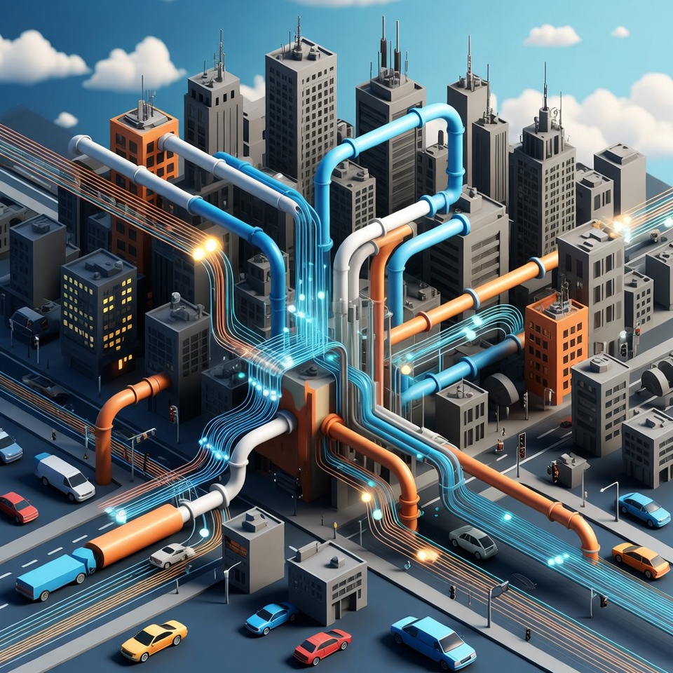 3D isometric city data architecture